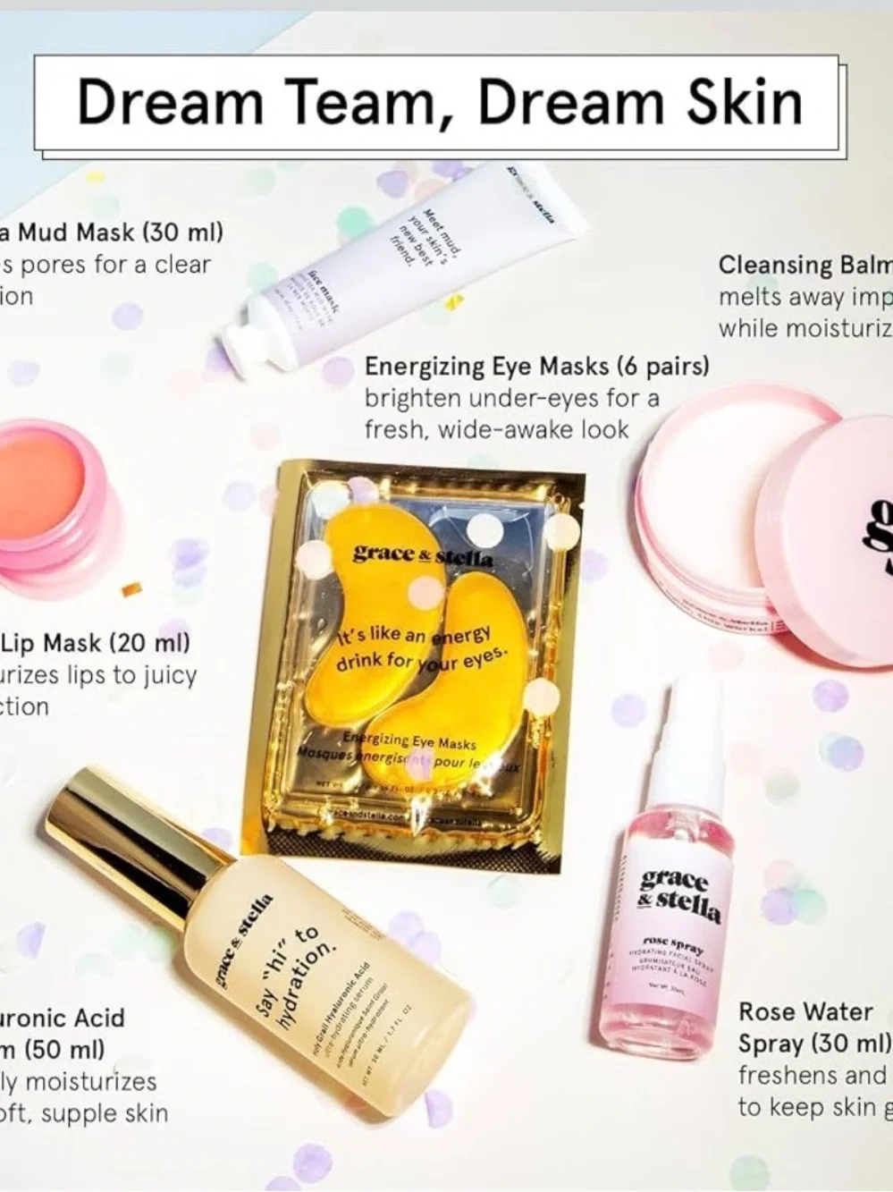 Eye mask pack among skincare items
